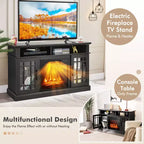 Meuble TV cheminée Costway 48" avec foyer électrique 1400W pour téléviseurs jusqu'à 50 pouces Blanc / Naturel / Noir