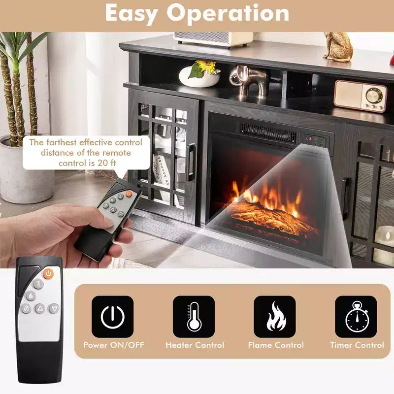 Meuble TV cheminée Costway 48" avec foyer électrique 1400W pour téléviseurs jusqu'à 50 pouces Blanc / Naturel / Noir