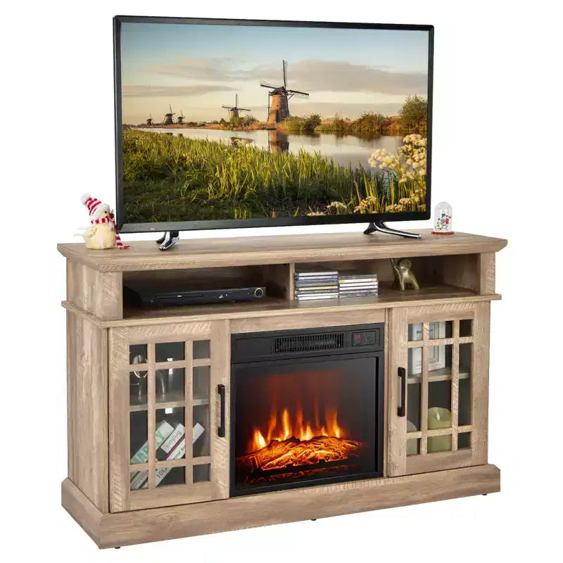 Meuble TV cheminée Costway 48" avec foyer électrique 1400W pour téléviseurs jusqu'à 50 pouces Blanc / Naturel / Noir