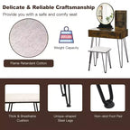 Costway Coiffeuse Ensemble Miroir Éclairé Tiroir de Rangement Étagère Tabouret Rembourré