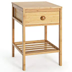 Costway Lot de 2 tables de chevet en bambou avec tiroir pour salon ou chambre à coucher