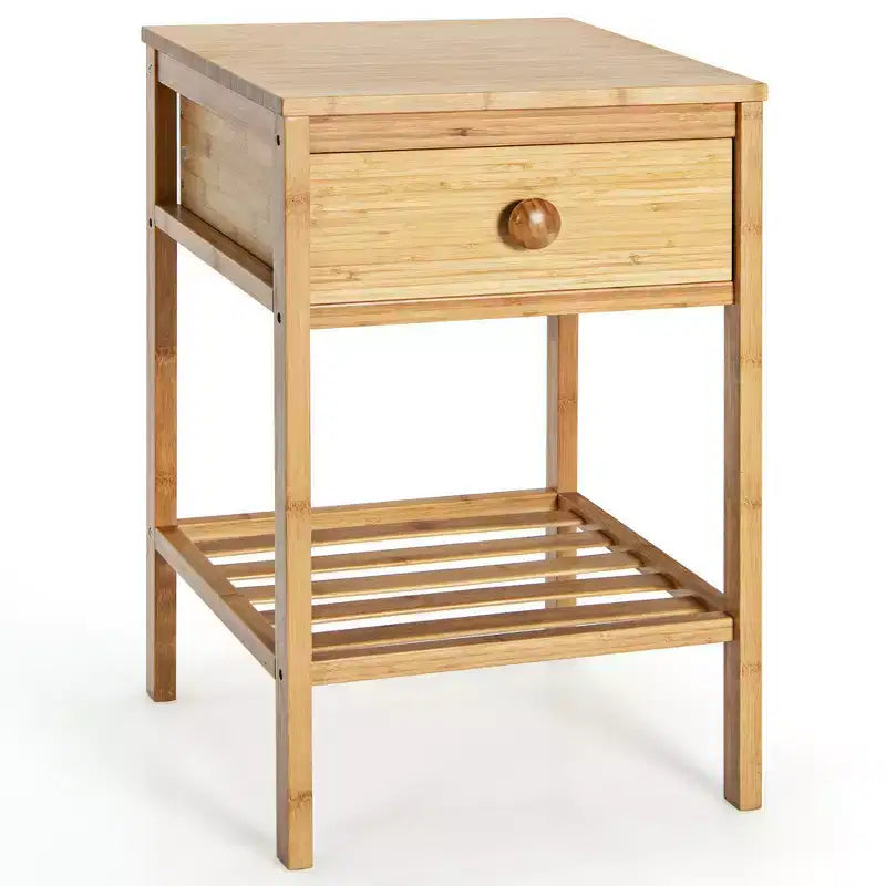 Costway Lot de 2 tables de chevet en bambou avec tiroir pour salon ou chambre à coucher