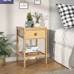 Costway Lot de 2 tables de chevet en bambou avec tiroir pour salon ou chambre à coucher