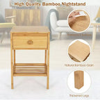 Costway Lot de 2 tables de chevet en bambou avec tiroir pour salon ou chambre à coucher