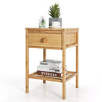 Costway Lot de 2 tables de chevet en bambou avec tiroir pour salon ou chambre à coucher