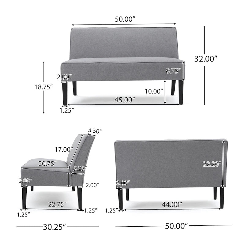 Causeuse en tissu – Canapé confortable à 2 places pour le salon
