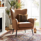 Fauteuil rembourré en bois avec pieds en métal – Lot de 2