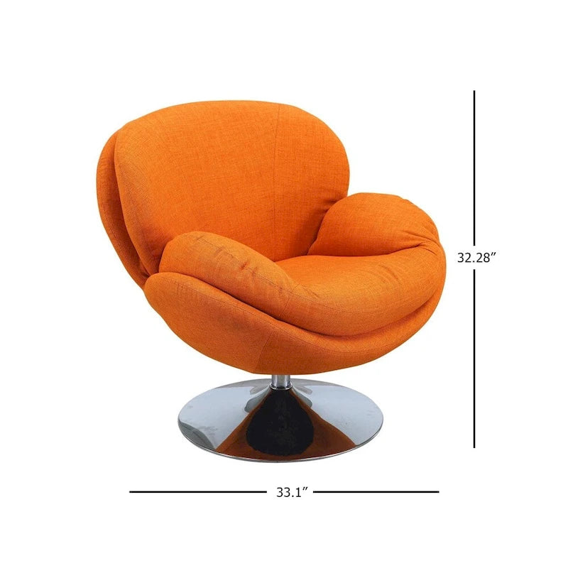 Fauteuil d'appoint en tissu kaki – Pivotant à 360° avec base chromée