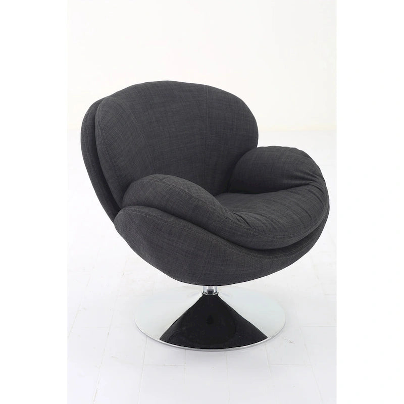 Fauteuil d'appoint en tissu kaki – Pivotant à 360° avec base chromée