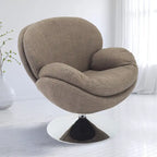 Fauteuil d'appoint en tissu kaki – Pivotant à 360° avec base chromée