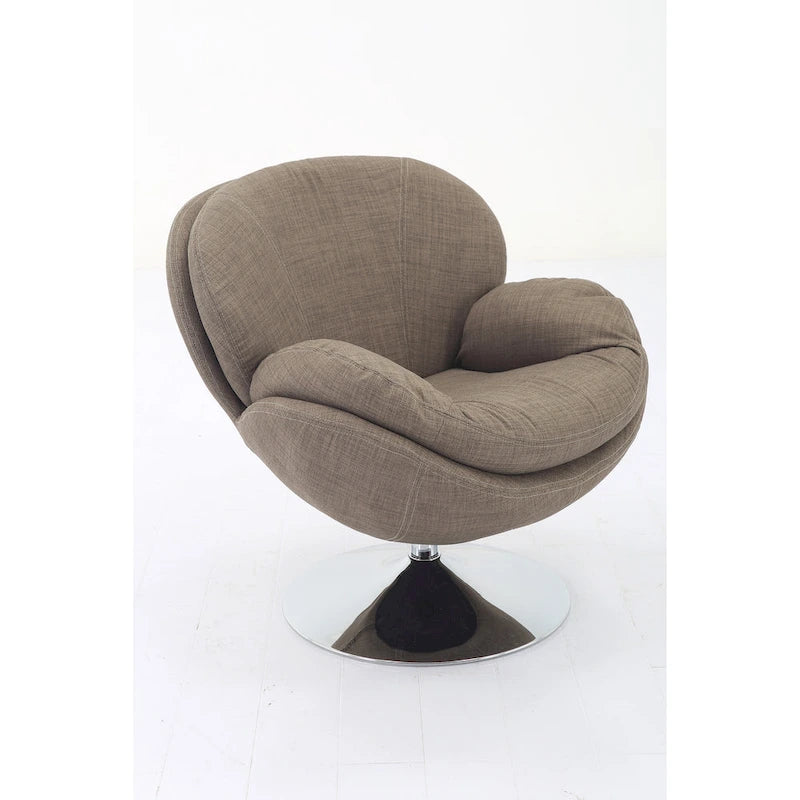 Fauteuil d'appoint en tissu kaki – Pivotant à 360° avec base chromée
