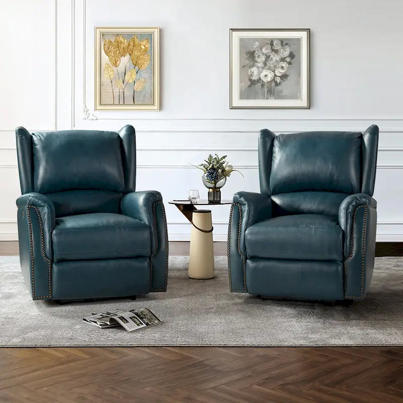 Eduardo Genuine Leather Power Recliner with USB Port Set of 2