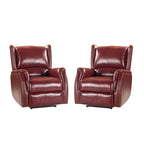 Fauteuil inclinable électrique en cuir véritable avec port USB – Ensemble de 2 fauteuils à oreilles cloutés