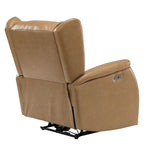Fauteuil inclinable électrique en cuir véritable avec port USB – Ensemble de 2 fauteuils à oreilles cloutés