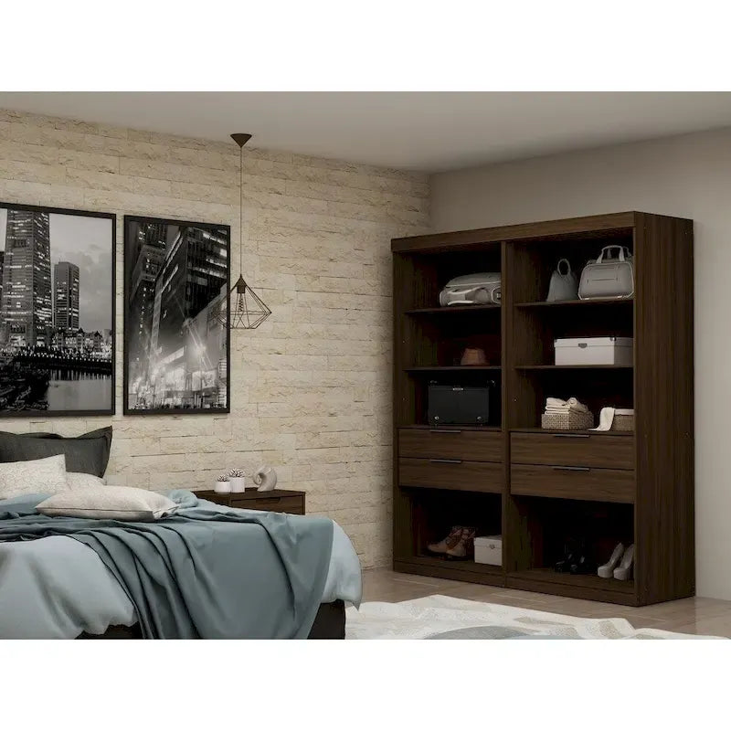 Armoire de chambre moderne à 2 sections – Organiseur de rangement pour chambre