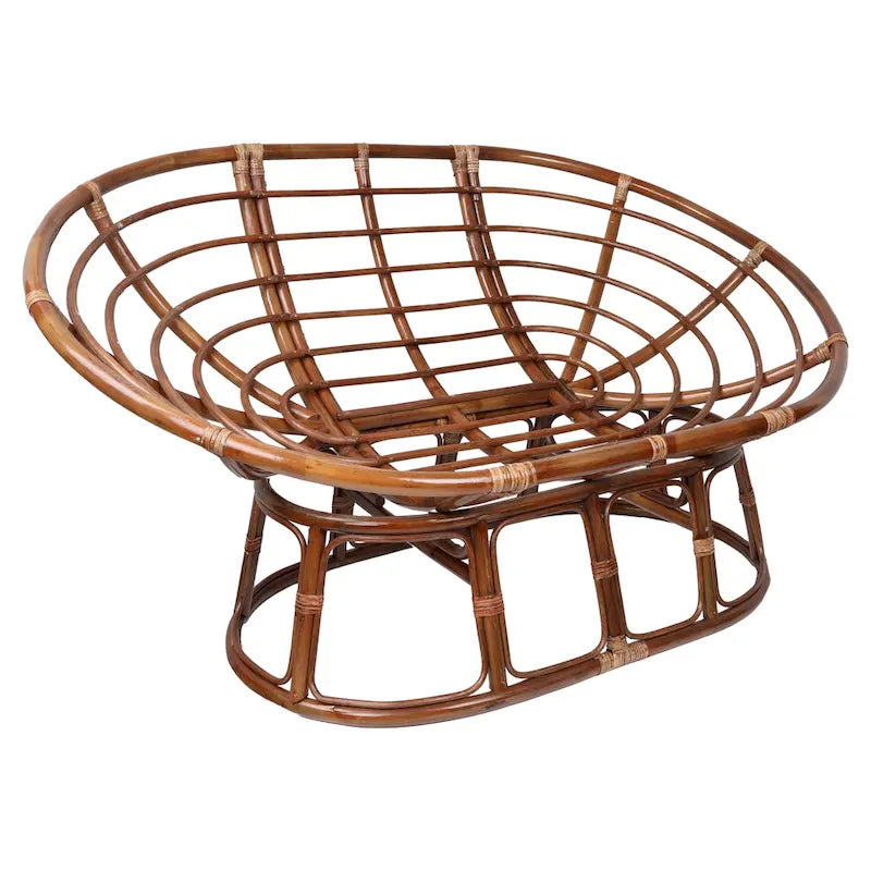 Fauteuil double Papasan en rotin de Bali avec coussin en sergé – Deux places
