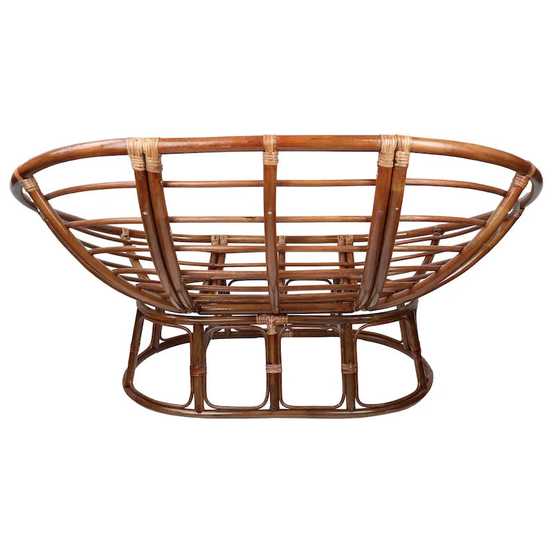 Fauteuil double Papasan en rotin de Bali avec coussin en sergé – Deux places