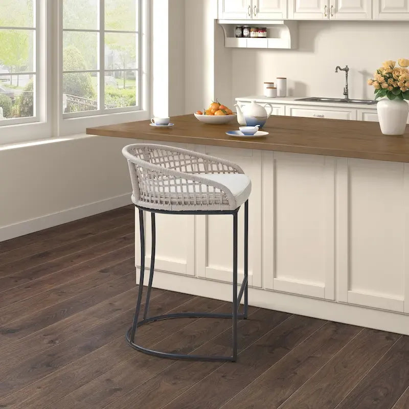 Tabouret de comptoir tissé 63,5 cm – Siège de bar de cuisine élégant