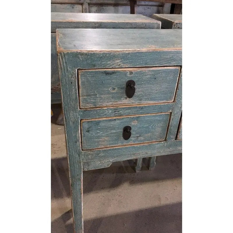 Console 4 tiroirs – Fini Aqua vieilli 39 po
