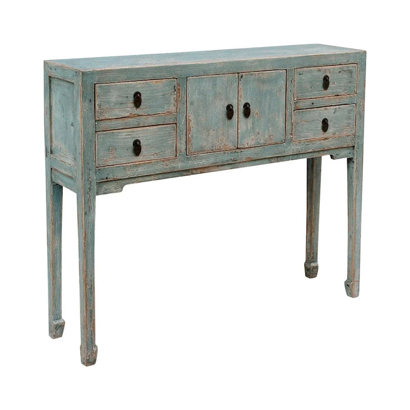 Console 4 tiroirs – Fini Aqua vieilli 39 po