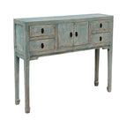 Console 4 tiroirs – Fini Aqua vieilli 39 po