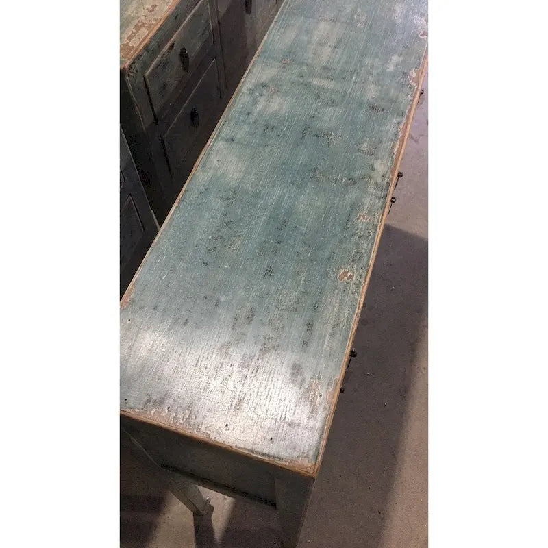 Console 4 tiroirs – Fini Aqua vieilli 39 po