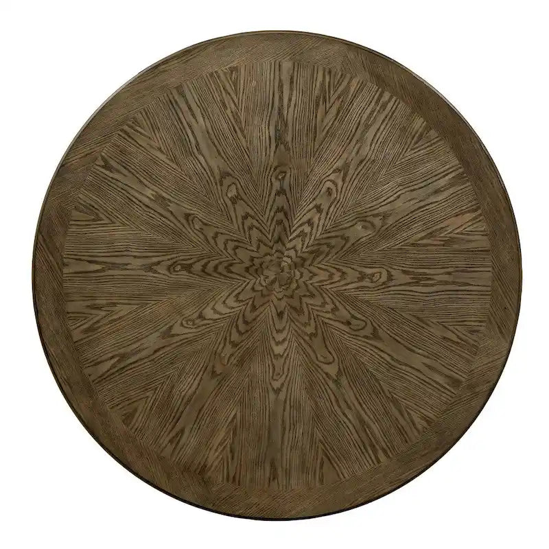 Table à manger ronde en bois de chêne rustique de 54 po