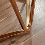 Table d'appoint ronde moderne en faux marbre – Base géométrique dorée
