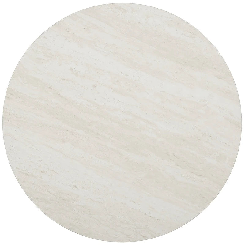 Table d'appoint ronde moderne en faux marbre – Base géométrique dorée