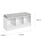 Banc de rangement 3 cubes avec coussin gris