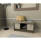 Banc de rangement 3 cubes avec coussin gris