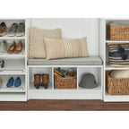 Banc de rangement 3 cubes avec coussin gris