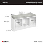 Banc de rangement 3 cubes avec coussin gris