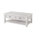 Table basse à 2 tiroirs en bois massif – Style ferme côtière