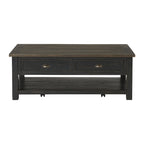 Table basse à 2 tiroirs en bois massif – Style ferme côtière