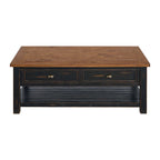 Table basse à 2 tiroirs en bois massif – Style ferme côtière
