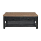Table basse à 2 tiroirs en bois massif – Style ferme côtière