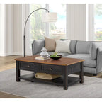 Table basse à 2 tiroirs en bois massif – Style ferme côtière