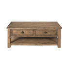 Table basse à 2 tiroirs en bois massif – Style ferme côtière