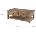 Table basse à 2 tiroirs en bois massif – Style ferme côtière