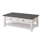 Table basse à 2 tiroirs en bois massif – Style ferme côtière