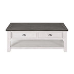 Table basse à 2 tiroirs en bois massif – Style ferme côtière