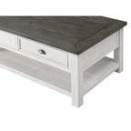 Table basse à 2 tiroirs en bois massif – Style ferme côtière