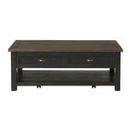 Table basse à 2 tiroirs en bois massif – Style ferme côtière