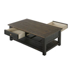 Table basse à 2 tiroirs en bois massif – Style ferme côtière