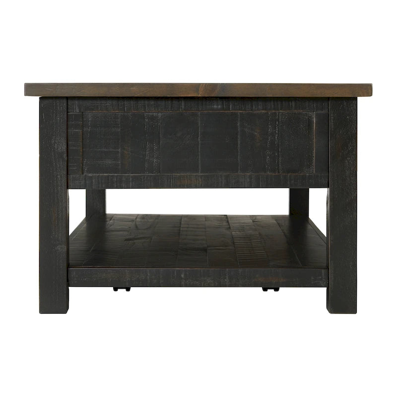 Table basse à 2 tiroirs en bois massif – Style ferme côtière