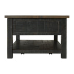Table basse à 2 tiroirs en bois massif – Style ferme côtière