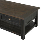 Table basse à 2 tiroirs en bois massif – Style ferme côtière