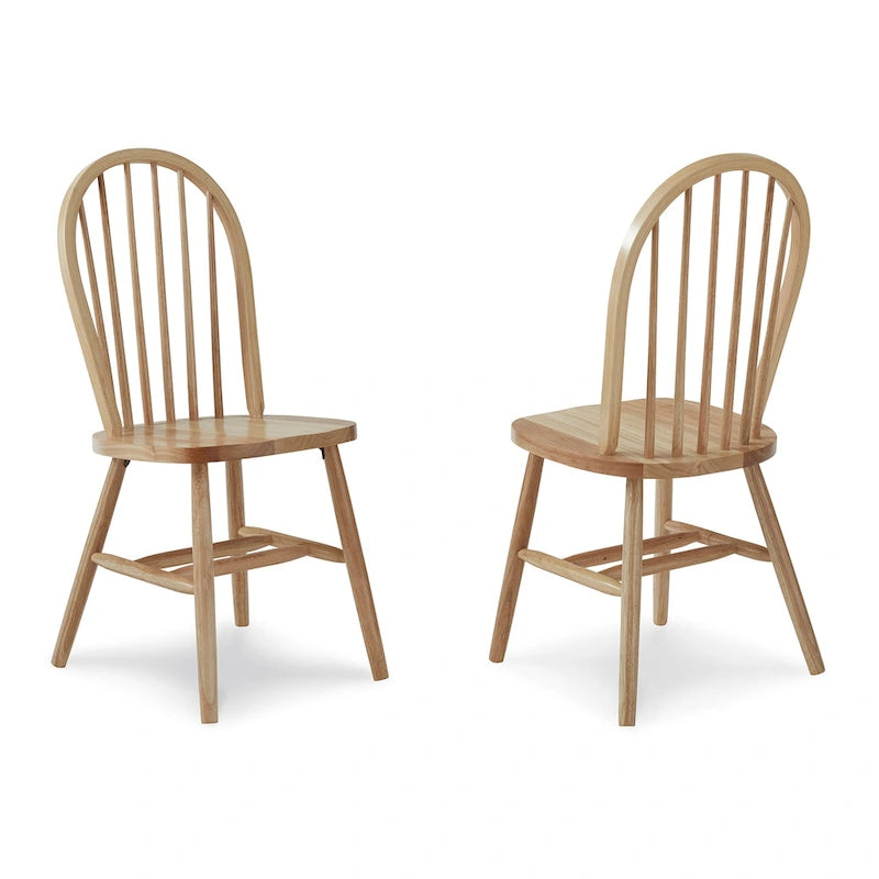 Chaise de salle à manger Windsor en bois massif à dossier à fuseaux – Chaise de cuisine classique