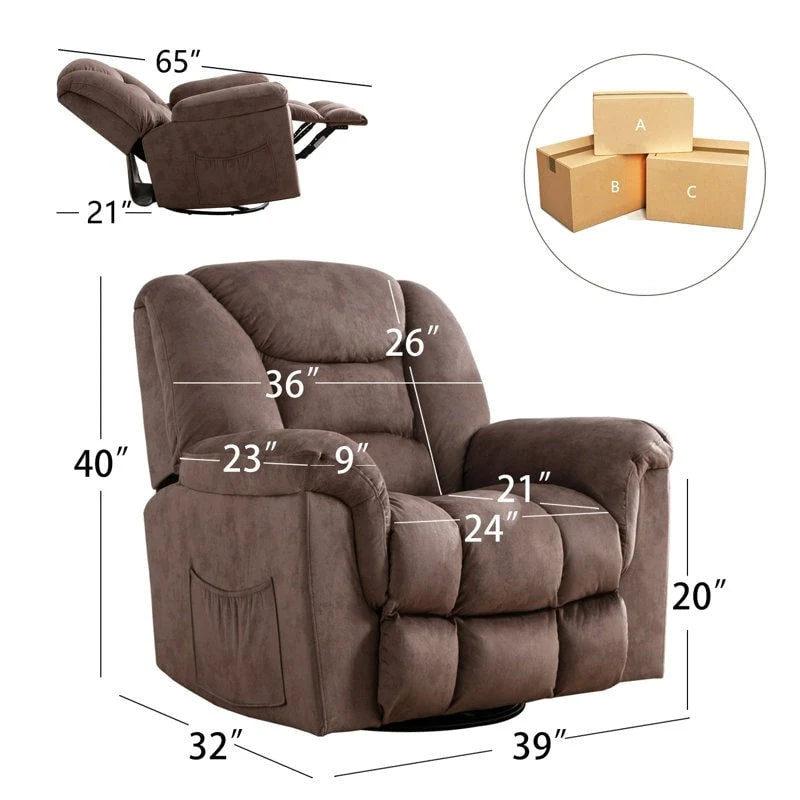 Fauteuil inclinable manuel pivotant grande taille